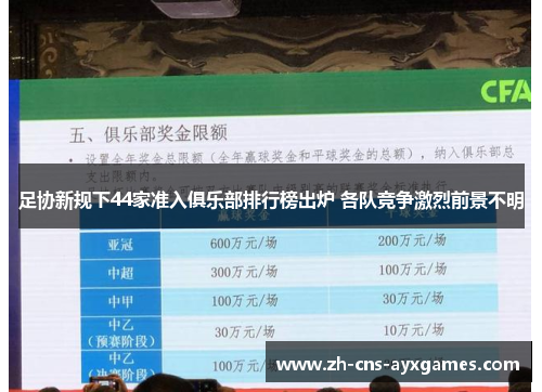 足协新规下44家准入俱乐部排行榜出炉 各队竞争激烈前景不明