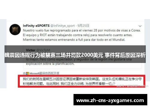 魏震因违规行为被禁赛三场并罚款2000美元 事件背后原因深析 魏震因违规行为被禁赛三场并罚款2000美元 事件背后原因深析